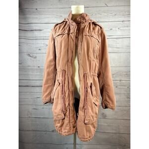 American Eagle Winter Coat Women Medium Dusty Pink Hooded Utility Jacket